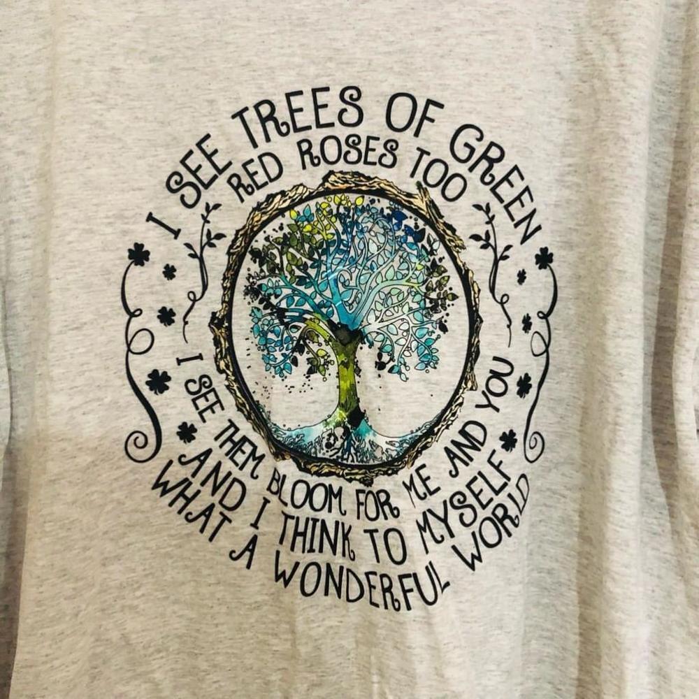 New Unisex Unbranded Short Sleeve Graphic I See Trees Of‎ Greens Grey T-Shirt XL
